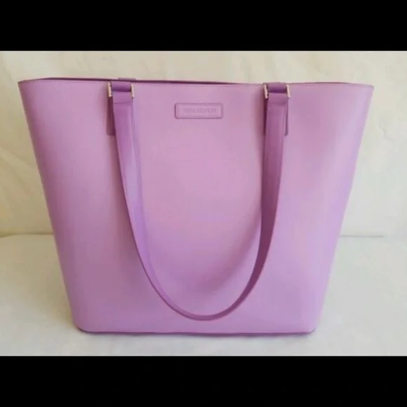 Vera Bradley Tote, Purse, Wallet Set Lavender Purple Leather Vacation Beach - Picture 5 of 9